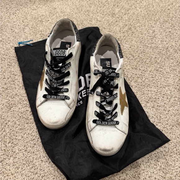 Golden Goose Shoes - Golden Goose White Sneakers with Bronze Star
